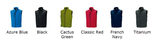 Softshell Gilet Colour Choices